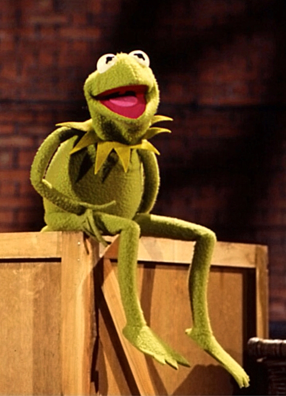 Kermit on a box Muppet Show Being Green