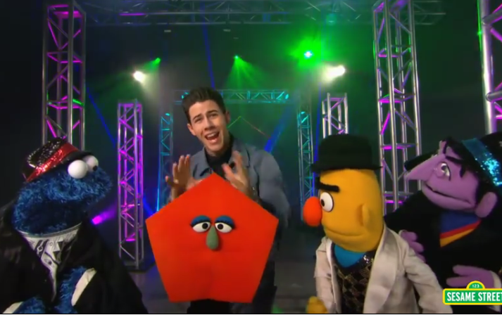 Sesame Street Nick Jonas Cookie Monster Bert Count Shape