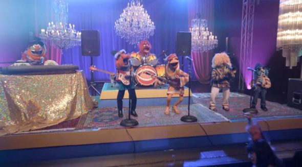 The Electric Mayhem onstage. The feet of Floyd, Janice, Lips, and Zoot are all visible.