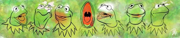 Kermit demonstrating several different expressions