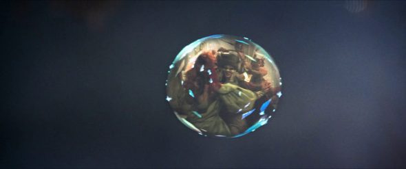 Screenshot from Labyrinth: The crystal ball bubble containing the ballroom dancers at the start of the "As the World Falls Down" sequence.