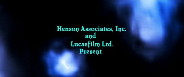 Screenshot from Labyrinth: The first credit from the start of the movie: "Henson Associates Inc. and Lucasfilm Ltd. Present".