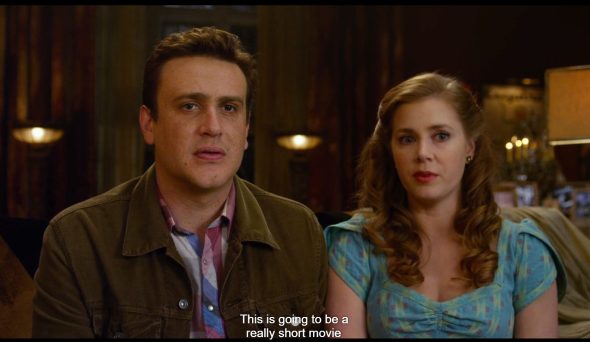 Screenshot from The Muppets (2011): Amy Adams as Mary says, "This is going to be a really short movie."