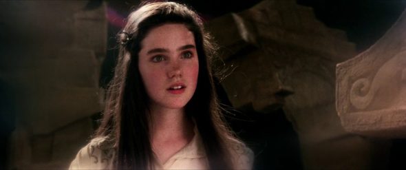 Screenshot from Labyrinth: Sarah declares, "You have no power over me!"