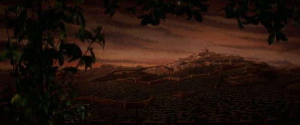 Screenshot from Labyrinth: establishing shot of the whole labyrinth.