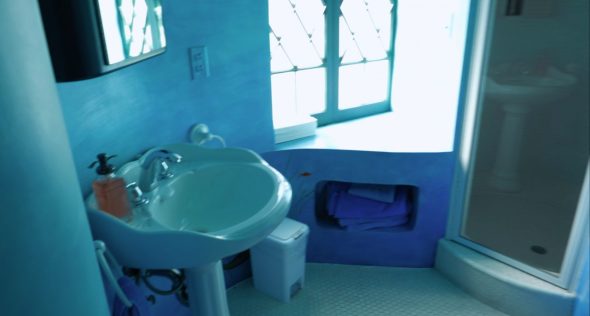 An ocean-themed bathroom.